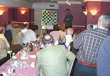 Tiger Hillarp Persson demonstrates Robert Bellin's brilliancy prize game.