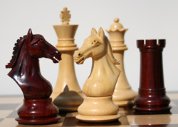 The Derby Knight set of chess men in budrosewood
