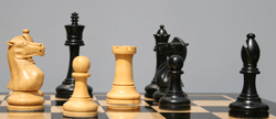 Beautifully carved Jet-Black ebonized chess pieces