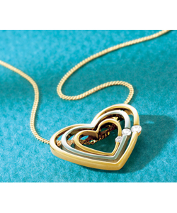 9ct 2 Coloured Gold Diamond 3-in-1 Heart Pendant product image