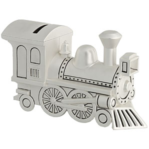 Silver-Plated Locomotive Money Bank product image