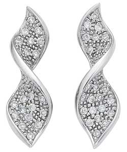 18ct White Gold Diamond Twist Earrings product image