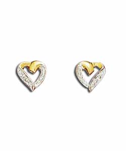 9ct Gold Diamond Set Heart Studs product image