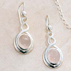 Rose Quartz & Silver Earrings product image