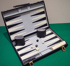Black Vinyl (36cms) Backgammon Set