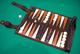 Roll-Up Leather Backgammon Set