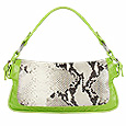 Forzieri Python and Apple Green Croco-embossed Leather Baguette Bag product image