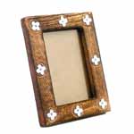 Antique Finish Wooden Photo Frame (Metallic Flower 5 x 3.5 inches)