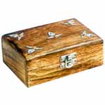 Antique Finish Wooden Box, Metallic Work (Plain-Ambi 6 x 4 inches)