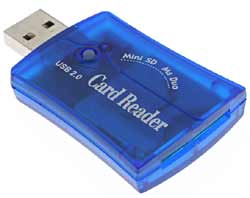 USB 2.0 Memory Card Drive - For Mini SD & MS Duo - Reader & Writer - Blue Pocket Style product image