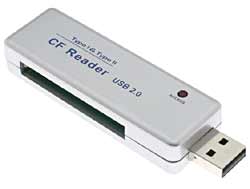USB 2.0 Memory Card Drive - For CompactFlash - Reader & Writer - Silver Pen Style product image