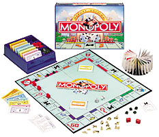 Monopoly Deluxe Board Game with wooden houses and hotels, carousel, banker's tray