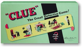 1949 Clue Reproduction Game from Winning Moves, artwork, clue history booklet and all the weapons