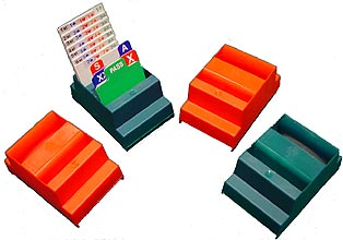 bidding boxes (in red and green)