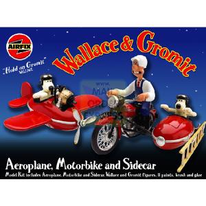 Airfix Wallace and Gromit Aeroplane Motorbike and Sidecar product image