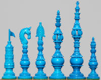 The Albert Chess Set: A finely carved Collector Chess Design now available in turquoise. 