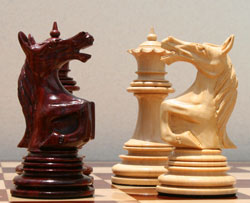 The Roaring Knight set of chess men with optional chess board...a must for any library!
