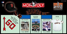 San Francisco Giants Baseball Monopoly Game, willie mays, barry bonds monopoly game, Giants