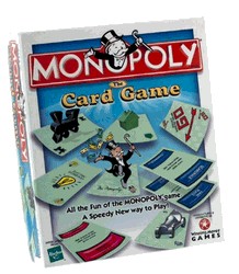 monopoly card game, house, hotel cards add value while token cards multiply, chance cards winner