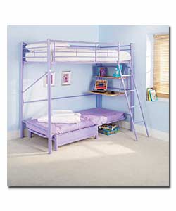 Lilac Sleep and Sit High Sleeper with Desk and Lilac Futon product image