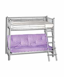 Silver Metal Bunk Bed with Plain Lilac Mattress product image