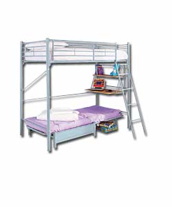 Silver Sleep and Sit High Sleeper with Desk and Lilac Futon product image