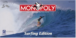 Surfing Monopoly Collectors Edition 2003, Surfrider Foundation, surfer, beach cruiser, woodie, flip flop, shark & surf wax