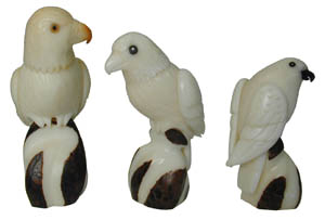 Natural Tagua Bird Pieces - King, Queen, and Bishop.