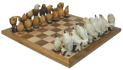 Birds of the Americas Chess Set - Tilted View.