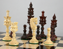 Lotus Carved Bud rosewood 5.5" chess set
