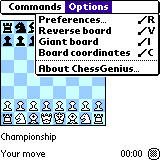 ChessGenius - Options menu