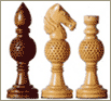 We have many wooden decorative chess sets with chessboards.