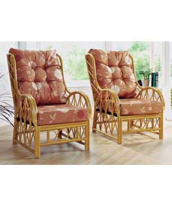 Havana Pair of Cane Chairs - Terracotta Cushions product image
