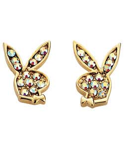 playboy Gold Coloured Stone Set Bunny Earrings product image