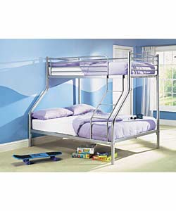 Metal Triple Sleeper with 2 Sprung Mattresses - Silver product image