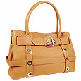 Buti Camel Embossed Leather Buckled Satchel Bag product image