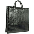 L.A.P.A. Black Croco Large Tote Leather Handbag w/Pouch product image