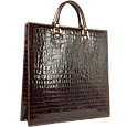 L.A.P.A. Dark Brown Croco Large Tote Leather Handbag w/Pouch product image