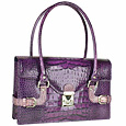L.A.P.A. Violet Buckled Croco-Style Leather Shoulder Bag product image