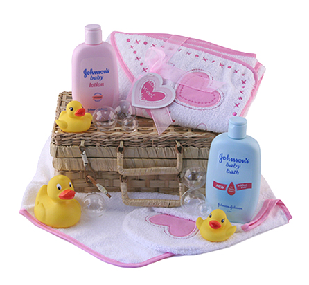Baby Bath Time Gift Basket - Pink product image