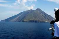 The active volcano on Stromboli in the Tyrrenian Sea