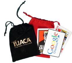 Custom Velour Bags with Branded Playing Cards