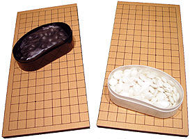 Wooden Go Set with Two-Part Board