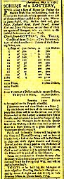 Ad from Scheme of a Lottery, created to raise funds to page Charlestown from the Ferry to the Neck
