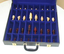 Leatherette Compartment Chess Case for 4" Pieces