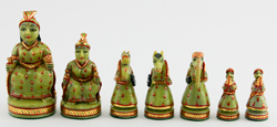 The Mughal Serpentine Stone hand carved and decorated set of chessmen