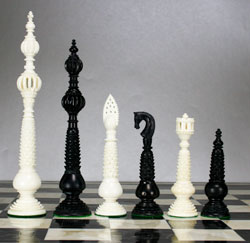 The Tomb hand carved 9" Camel bone Chess Set